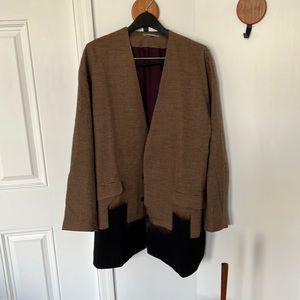 Merino wool houndstooth collarless coat